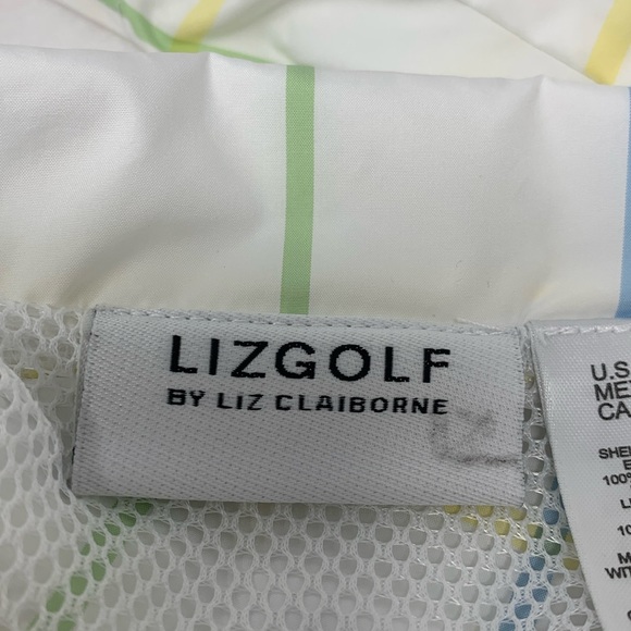 Liz Golf white blue yellow green window pane windbreaker light jacket pockets - Picture 5 of 7